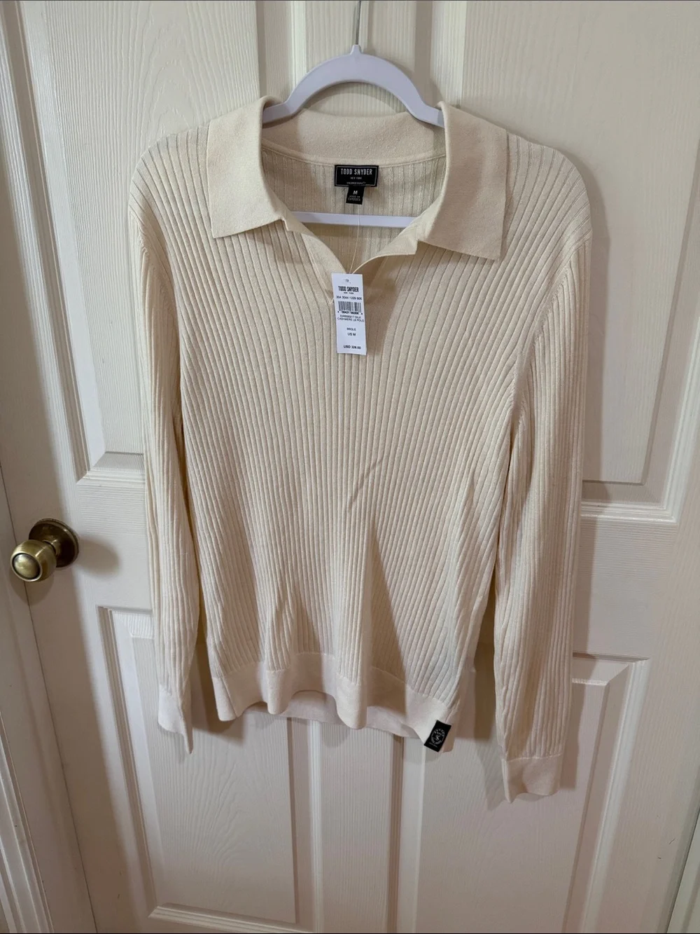 Todd Snyder Bisque Silk Cashmere LS Polo Sz M. New. Box50